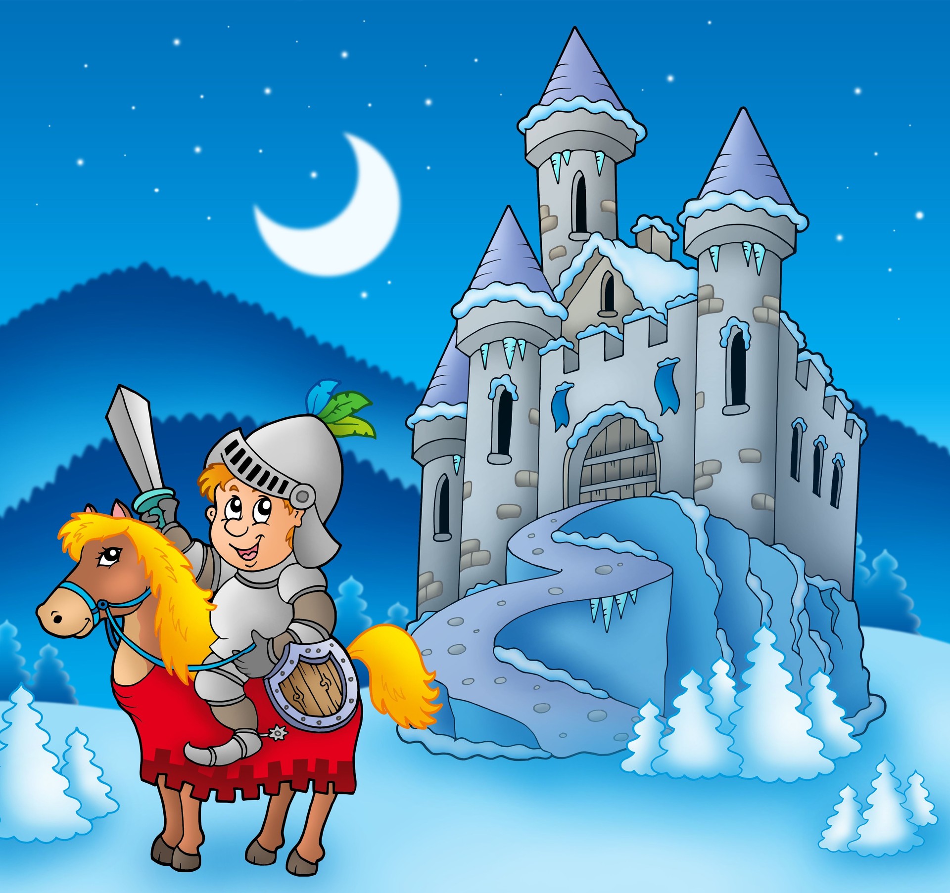 Knight a cavalo com Castelo de inverno